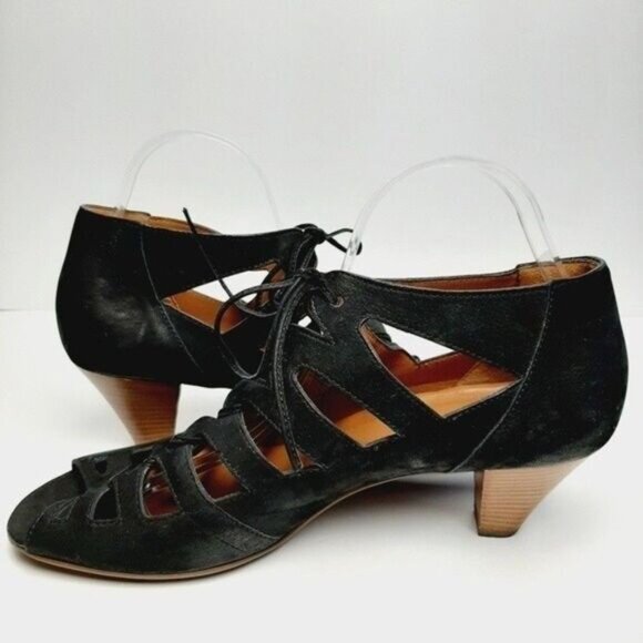 PAUL GREEN Prague Handmade Gladiator Cut Out Lace-up Suede Heels Sz 8 - Picture 10 of 15